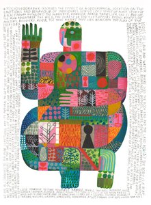 Psycogeography, 2023 (akryl i ołówek na papierze) autorstwa David Shillinglaw