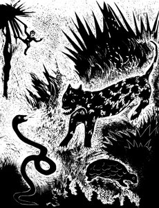 Ilustracja z książki Just so stories… Rudyarda Kiplinga, 1931. autorstwa David Sterenberg