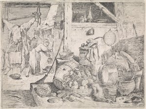 wnętrze kuchni autorstwa David Teniers (II) (attributed to)