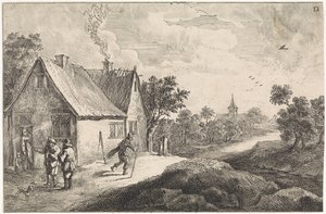 Wieś chłopska z postaciami autorstwa David Teniers (II)