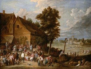 Uczta w czasie żniw, z domem Drij Toren w tle autorstwa David Teniers the Younger