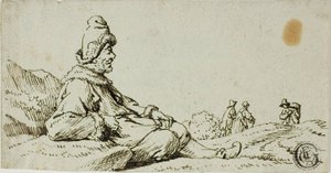 Mężczyzna odpoczywający na tle krajobrazu autorstwa David Teniers the Younger