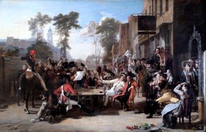 Emeryci z Chelsea czytający depeszę z Waterloo (olej na płótnie) autorstwa David Wilkie
