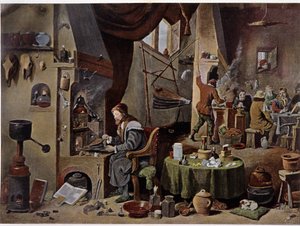 Laboratorium alchemika w XVII wieku - wg obrazu Davida Téniersa Młodszego