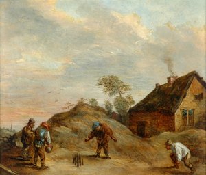Mężczyźni grający w kręgle autorstwa David Teniers the Younger