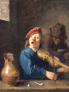 Skrzypek, 1633 (olej na miedzi) autorstwa David Teniers the Younger