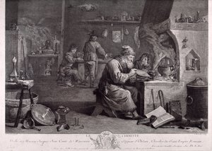 Laboratorium alchemika (grafika) autorstwa David Teniers the Younger