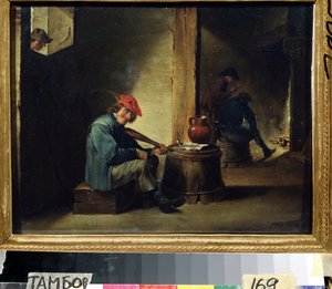 Muzyk (muzyk). Obraz Davida Teniersa młodszego (1610-1690). Olej na drewnie, 26,3 x 37,8 cm. Sztuka flamandzka, styl barokowy. Regionalna Galeria Sztuki, Tambow (Rosja). autorstwa David Teniers the Younger