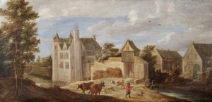 Widok Domu Artysty „De Dry Toren” w pobliżu Perck (olej na płótnie) autorstwa David Teniers the Younger