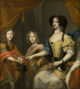 Anna Sofia, księżniczka duńska, elektorka saska, z synami Johannem Georgiem i Fryderykiem Augustem, ok.1680