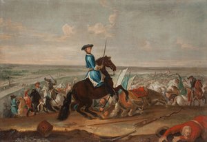 Le roi Charles XII (Carl de Suede) (1682-1718) w bitwie pod Narwą