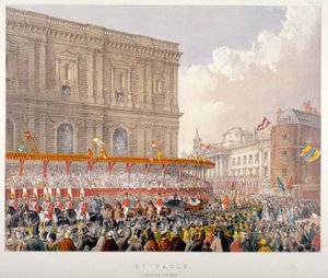 Królewska procesja przechodząca przez wschodni kraniec katedry św. Pawła, City of London, 1863