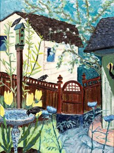 Backyard Crow, 2022 (akryl na płótnie) autorstwa Deborah Eve Alastra