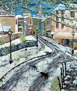 Early Snow Montmartre, 2020, akryl na płótnie autorstwa Deborah Eve Alastra