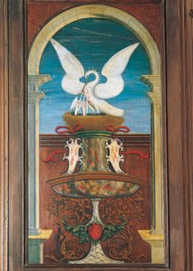 Fontanna namalowana przez Defendente Ferrari (1480 lub 1485-1540), na tylnej części XVI-wiecznego chóru, kościół św. Hieronima, Biella. Włochy