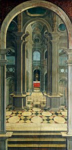 Perspektywa namalowana przez Defendente Ferrari (1480 lub 1485-1540), na tylnej części XVI-wiecznego chóru, kościół św. Hieronima, Biella, Włochy autorstwa Defendente Ferrari