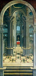 Perspektywa namalowana przez Defendente Ferrari (1480 lub 1485-1540), na tylnej części XVI-wiecznego chóru, kościół św. Hieronima, Biella. Włochy