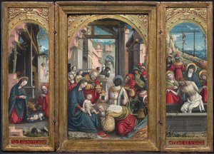 Tryptyk z Narodzenia Pańskiego w centrum, po prawej Adoracja Trzech Króli, po lewej Złożenie Chrystusa do grobu, 1523