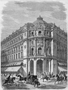 Projekt elewacji nowego teatru wodewilu na rogu Boulevard des Capucines i Rue de la Chaussée-d