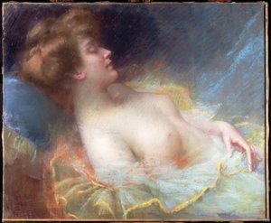 Młoda kobieta śpiąca (pastel)
