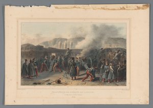 Beschieting van de Citadel, 1832 Naruszona bateria w akcji (tytuł na obiekcie) Rysunki wykonane z natury podczas oblężenia Cytadeli w Antwerpii autorstwa Raffeta (tytuł serii na obiekcie)