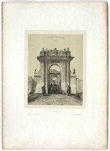 Wejście do Villa Santucci, z Pamiątek Włoch: Wyprawa z Rzymu autorstwa Denis Auguste Marie Raffet