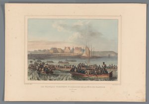 Fransen veroveren het Vlaams Hoofd, 1832 Francuzi przejmują głowę Flandrii (tytuł na przedmiocie) Rysunki wykonane z życia podczas oblężenia Cytadeli w Antwerpii przez Raffeta (tytuł serii na obiekcie) autorstwa Denis Auguste Marie Raffet