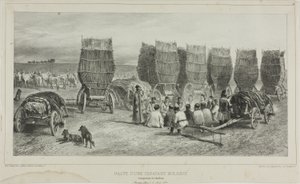 Miejsce postoju mołdawskiej karawany przewożącej węgiel, Besarabia, 5 sierpnia 1837 r. autorstwa Denis Auguste Marie Raffet