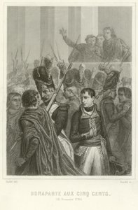 Napoleon Bonaparte w otoczeniu członków Rady Pięciuset autorstwa Denis Auguste Marie Raffet