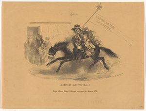 Postillion na koniu Wreszcie le voila! (tytuł na obiekcie) Album de 1836 (tytuł serii na obiekcie) autorstwa Denis Auguste Marie Raffet