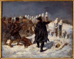 Rosyjski odcinek odwrotu. Wojna Napoleońska (1812). Marechal Michel Ney (1769 - 1815) ma Redutę w Kownie (1812). Obraz Denisa Auguste Raffeta (1804-1860)
