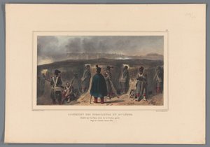 Schutters kupuje borstwering, 1832 Obudowa harcowników XIX światła (tytuł na obiekcie) Rysunki wykonane z życia w siedzibie Cytadeli Antwerpii przez Raffeta (tytuł na obiekcie) autorstwa Denis Auguste Marie Raffet