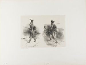 Arkusz z zatłoczonym szkicem autorstwa Denis Auguste Marie Raffet