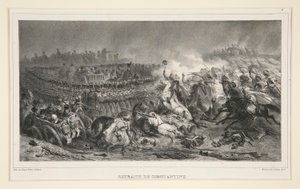 2. Lekka Kawaleria odpierając atak Arabów, z zestawu sześciu, zatytułowanej Retraite de Constantine autorstwa Denis Auguste Marie Raffet