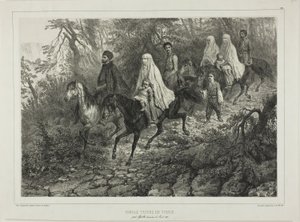 Podróżująca rodzina tatarska, niedaleko Jałty, Krym, 15 sierpnia 1837 r. autorstwa Denis Auguste Marie Raffet