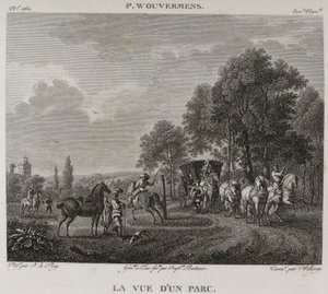 Denis-Sébastien Leroy, Antoine-Claude-François Villerey i Jean Duplessis-Bertaux - Widok parku, według Wouwermana - 1802-1815 autorstwa Denis Sebastien Leroy