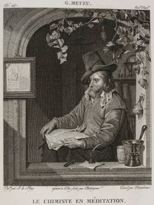 Denis-Sébastien Leroy, Chataigner i Dambrun - Chemik w medytacji, według Gabriela Metsu - 1802-1815 autorstwa Denis Sebastien Leroy