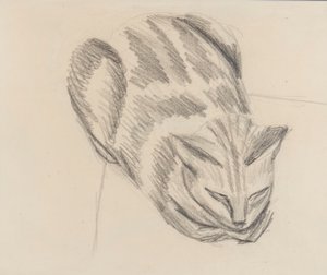 Śpiący Kot (ołówek na papierze) autorstwa Denton Welch
