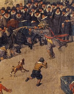 Triumf arcyksiężnej Izabeli w brukselskim Ommerganck 31 maja 1615, fragment tłumu i postać w kostiumie