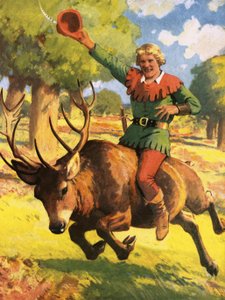 Robin Hood na grzbiecie jelenia