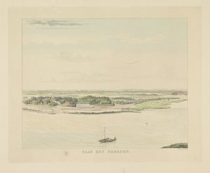 Widok na Waal na północ od Nijmegen Na północ (tytuł na obiekcie) Zabytki wokół miasta Nijmegen (tytuł serii) Panorama Geldersch lub okrągły widok życia narysowany na belwederze w Nymegen (tytuł serii)