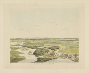 Widok na krajobraz na wschód od Nijmegen Na wschód (tytuł na obiekcie) Zabytki wokół miasta Nijmegen (tytuł serii) Panorama Geldersch lub okrągły widok życia narysowany na belwederze w Nymegen (tytuł serii)