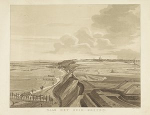 Widok na krajobraz na południowy wschód od Nijmegen Na południowy wschód (tytuł na obiekcie) Zabytki wokół miasta Nijmegen (tytuł serii) Panorama Geldersch lub okrągły widok życia narysowany na belwederze w Nymegen (tytuł serii)