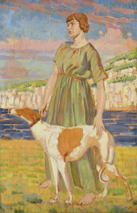 Portret Elżbiety Lipczinskiej z psem Fanny, ok. 1911-12