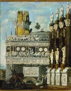 "Architektura wyobrażona" (olej na płótnie) autorstwa Desiderio Monsu