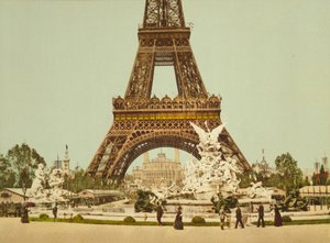 Wieża Eiffla i fontanna, Ekspozycja Universelle, Paryż, Francja, ok. 1900