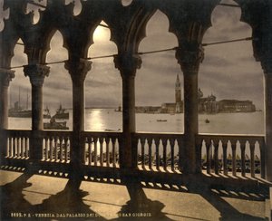 San Georgio z Pałacu Dożów w świetle księżyca, Wenecja, Włochy, ok. 1890-1900 (fotochrom) autorstwa Detroit Publishing Co.