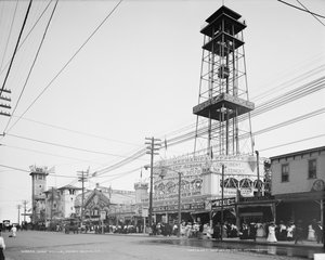 Surf Avenue, Coney Island, ok. 1904 (zdjęcie czarno-białe)