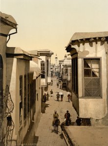 Ulica zwana prostą, Damaszek, Ziemia Święta, Syria (odbitka fotochromowa) autorstwa Detroit Publishing Co.