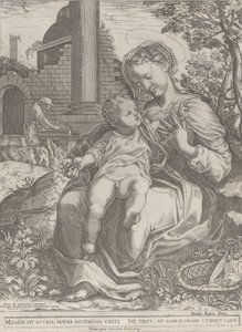 Święta Rodzina w Egipcie, z Józefem jako stolarzem w tle..., [1577], wznowione 1774.